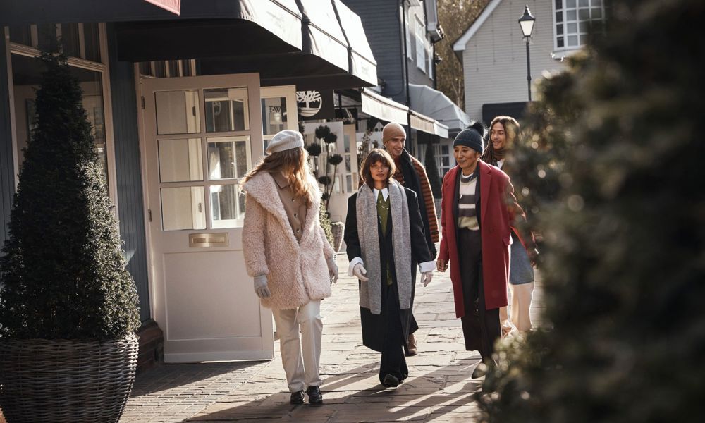 People at Bicester Village in winter