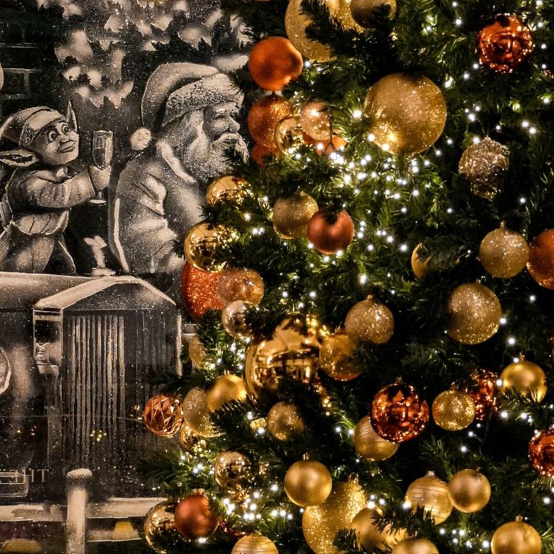 Christmas tree and snow window