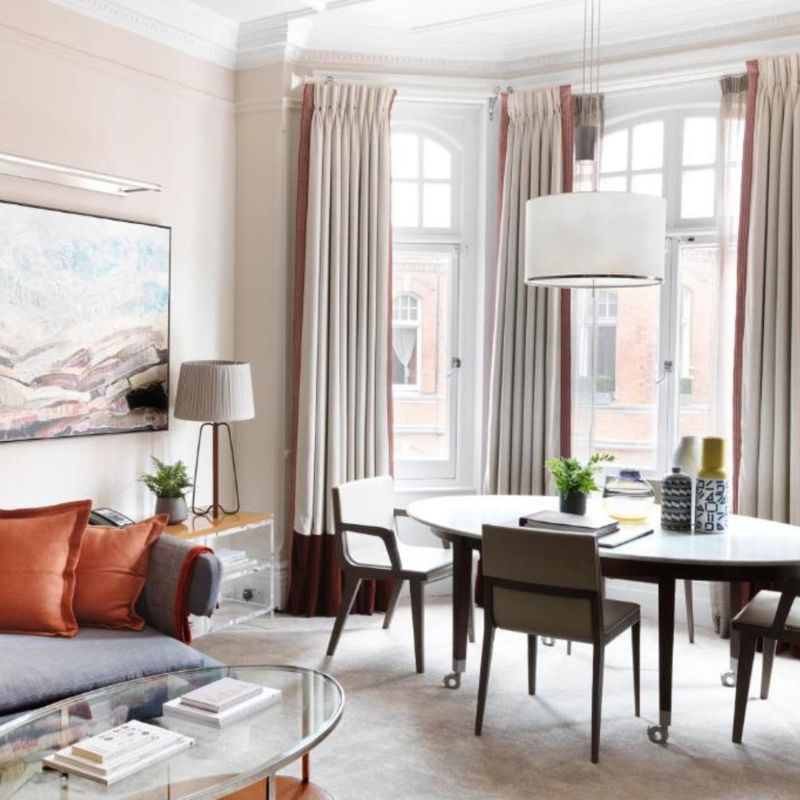 living room with table and sofa