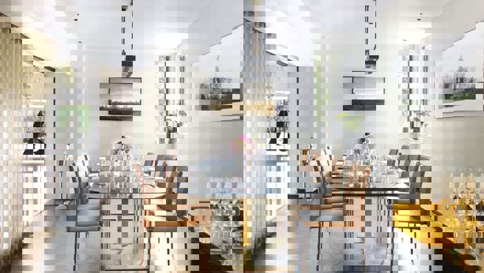 Meeting room set up with natural light