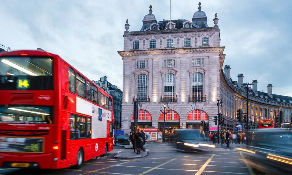 red bus in London