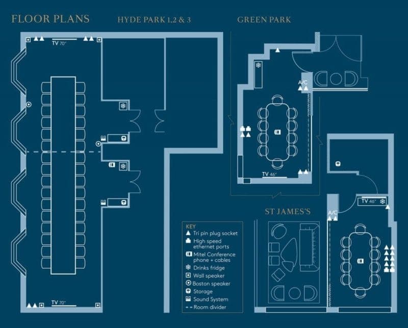 The floorplan of The Athenaeum's meeting rooms in London.