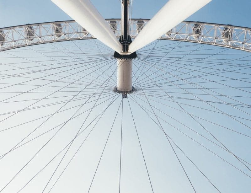 An upward view of The London Eye