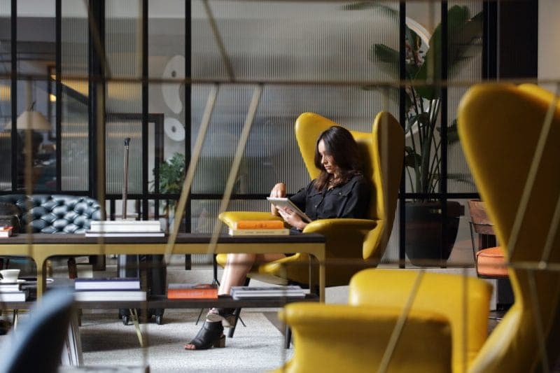 Reading in The Athenaeum Lobby