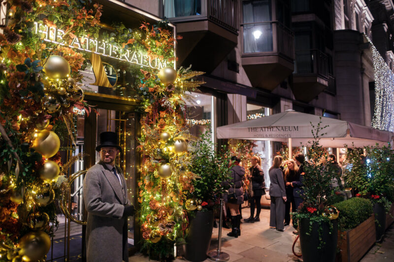 Festive terrace entrance