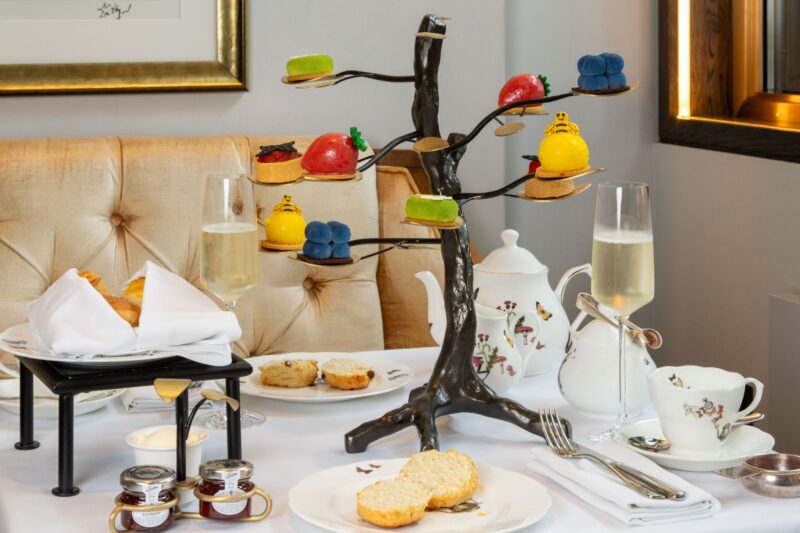 The Athenaeum Hotel and Residences afternoon tea with Prosecco close up